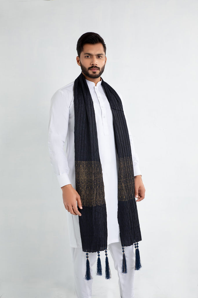 Navy and Gold Sherwani Scarf
