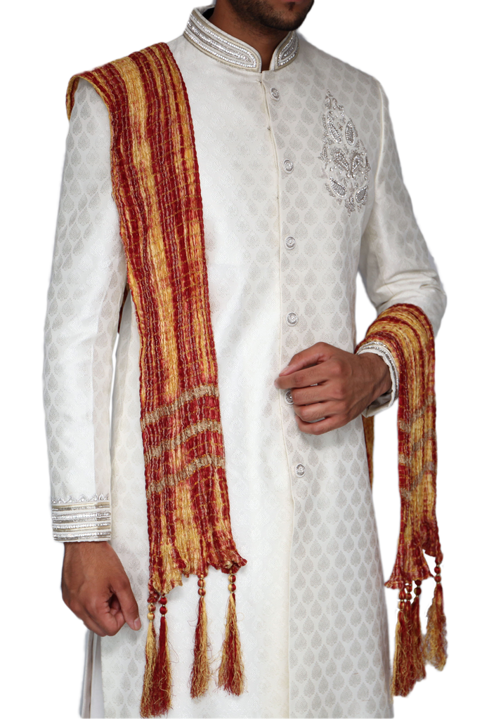 Orange, Yellow and Gold Sherwani Scarf