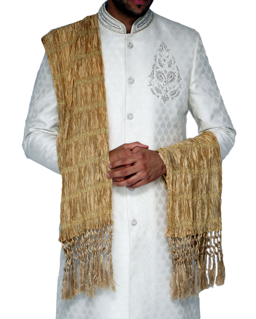 Gold Sherwani Scarf - 110