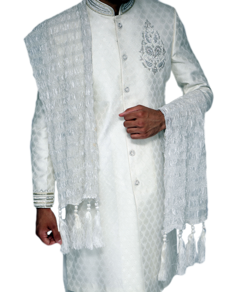 Silver Sherwani Scarf - 125