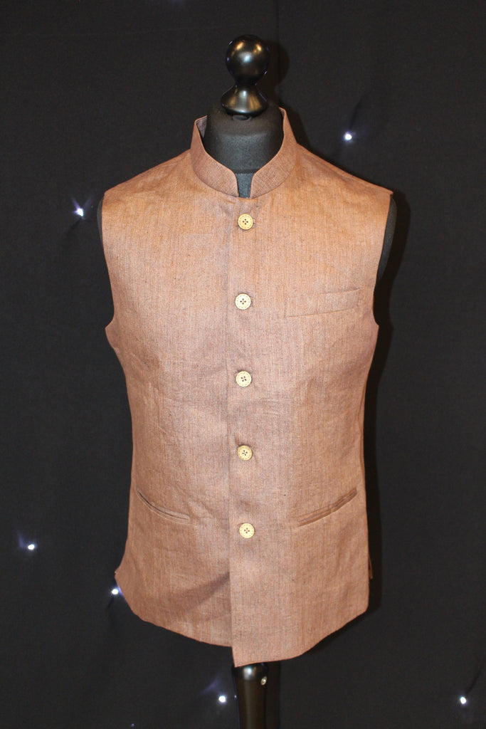 Plain Brown Pakistani Waistcoat
