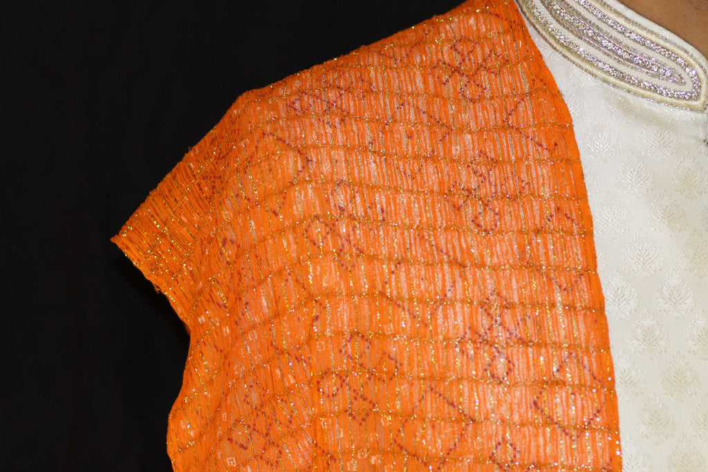 Orange Pattern Indian Mens Stole Scarf Shawl