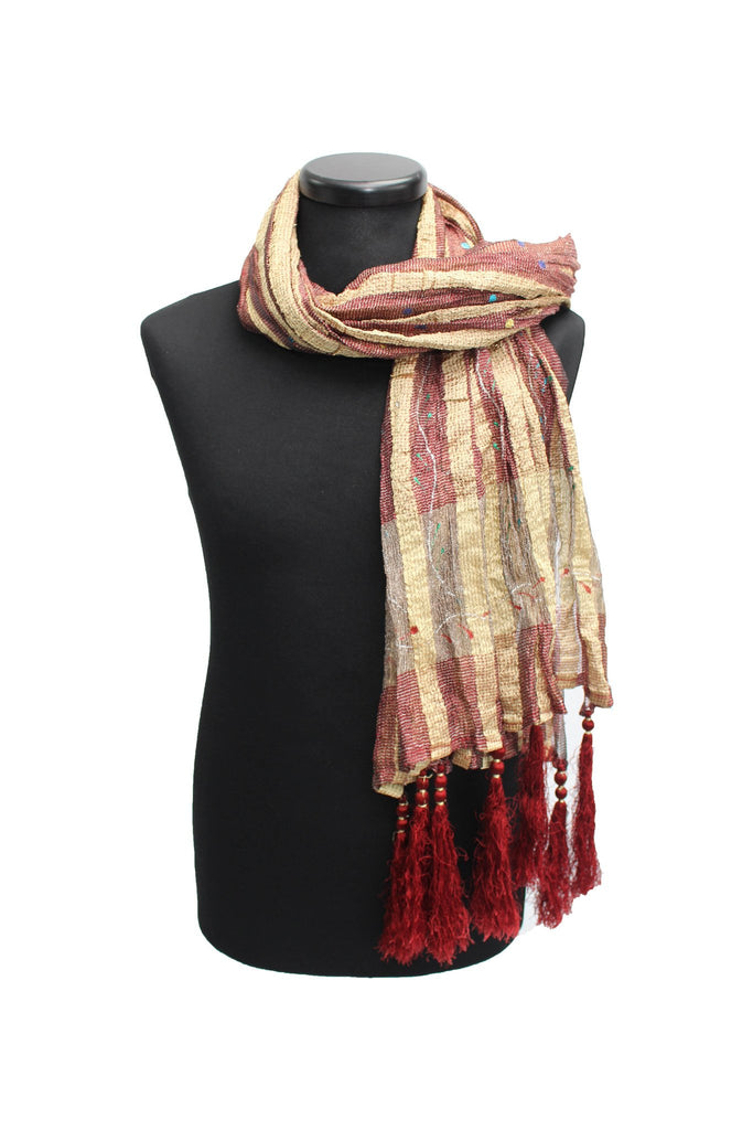 Light Red & Gold Sherwani Scarf - Sherwani King -