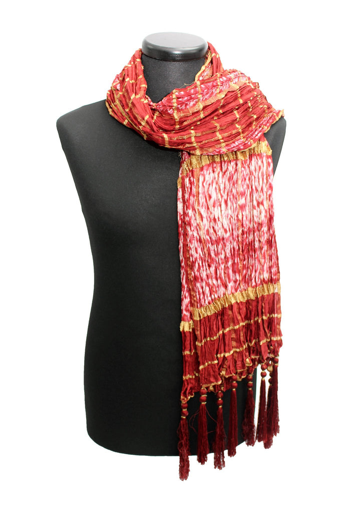Red & Gold Patterned Sherwani Scarf - Sherwani King -