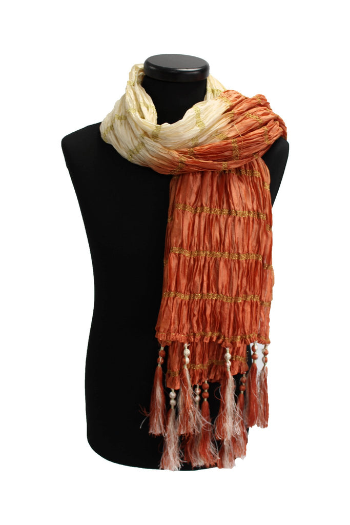 Light Gold & Orange Sherwani Scarf - Sherwani King -