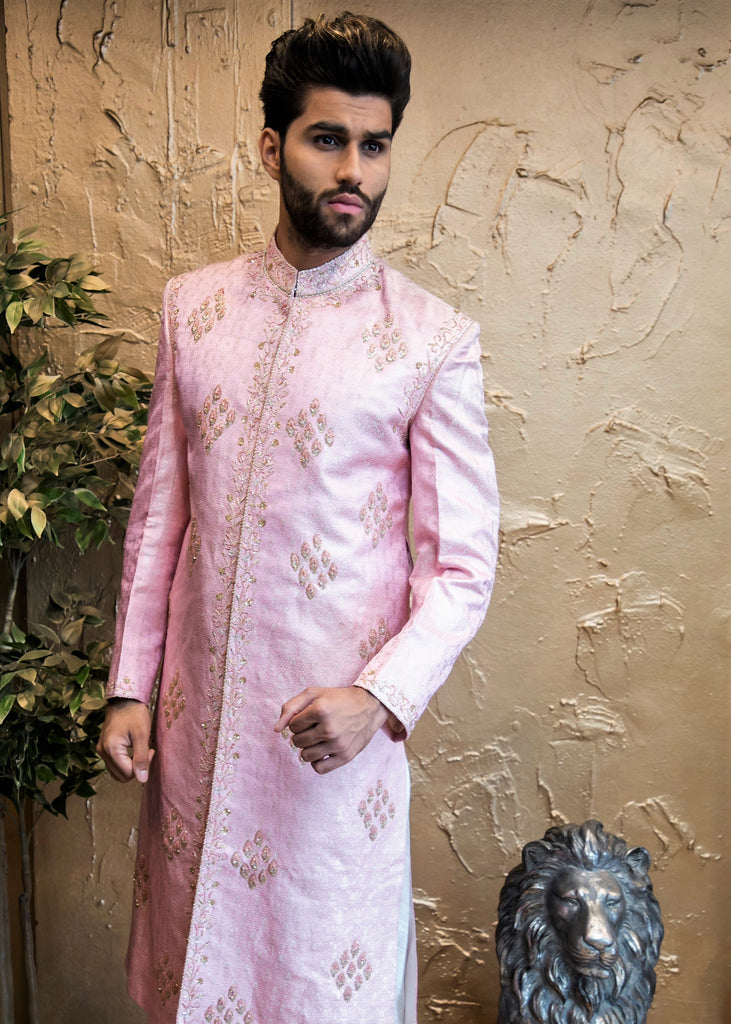 Subtle Pink Hand Embroidered Indian Sherwani
