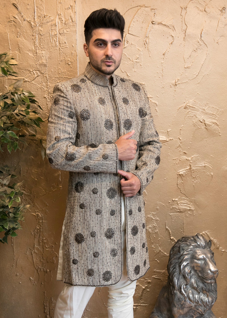 Deep Gold Embroidered Indian Sherwani