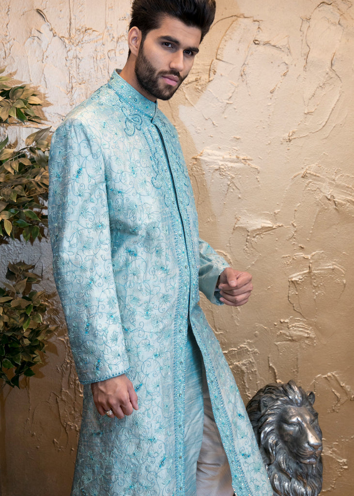 Aqua Iridescent Sherwani