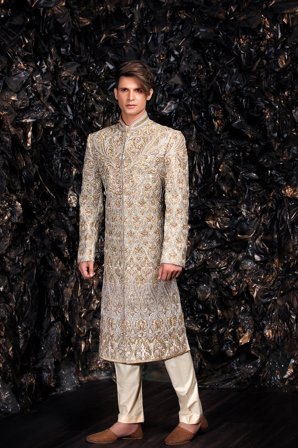 Rose Gold Full Maharaja Sherwani