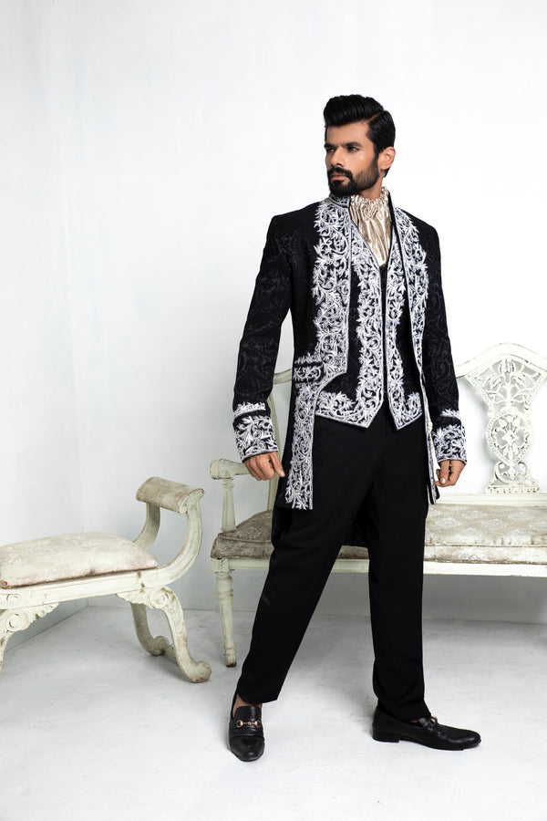 Black Admiral Embroidered Blazer with Waistcoat