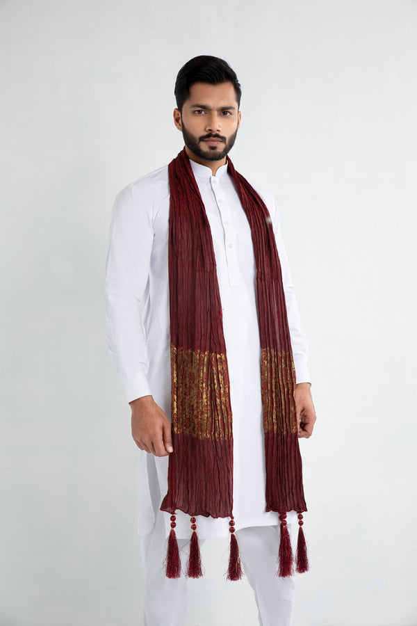 Red and Gold Sherwani Scarf