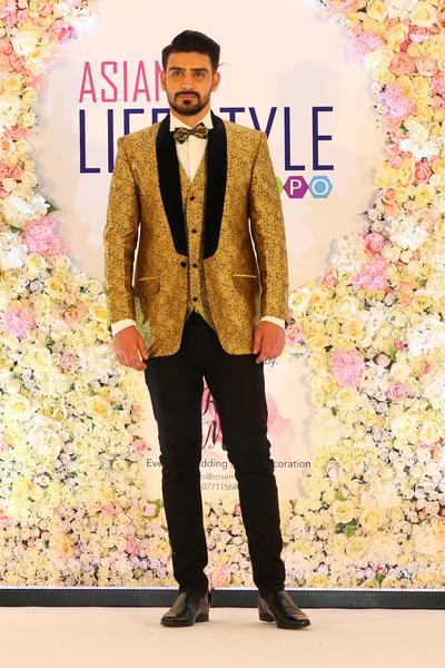 Fire Gold and Black Patterned Brocade Blazer