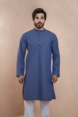 Powder Blue Kurta Set with Detailed Collar and Front