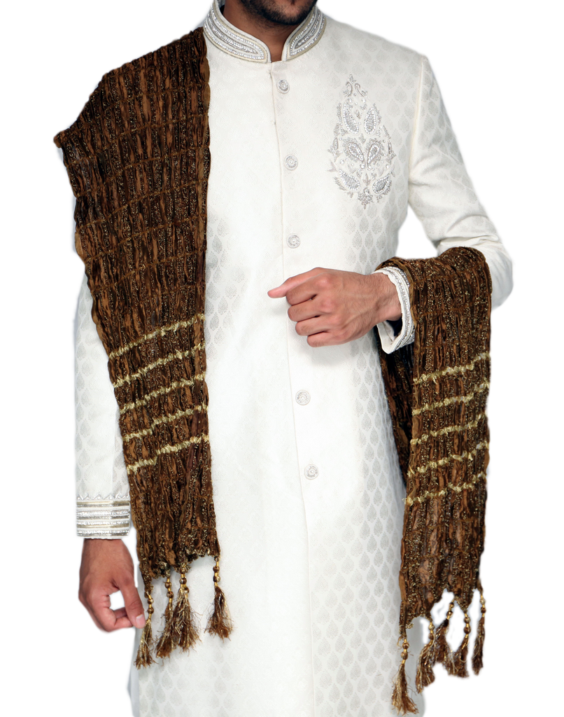 Brown and Gold Sherwani Scarf