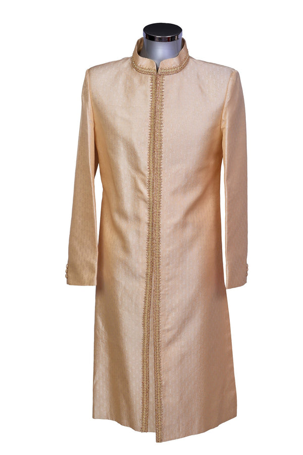 Shezad - Off-White Raw Silk Sherwani - Sherwani King - - 1