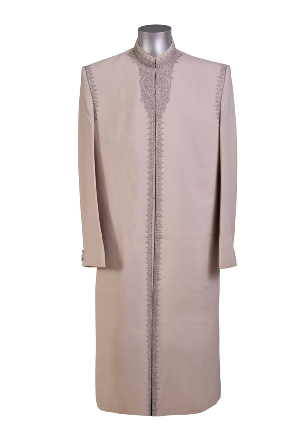 Jummah - Silver Sherwani With Zardosi Embroidery - Sherwani King - - 1