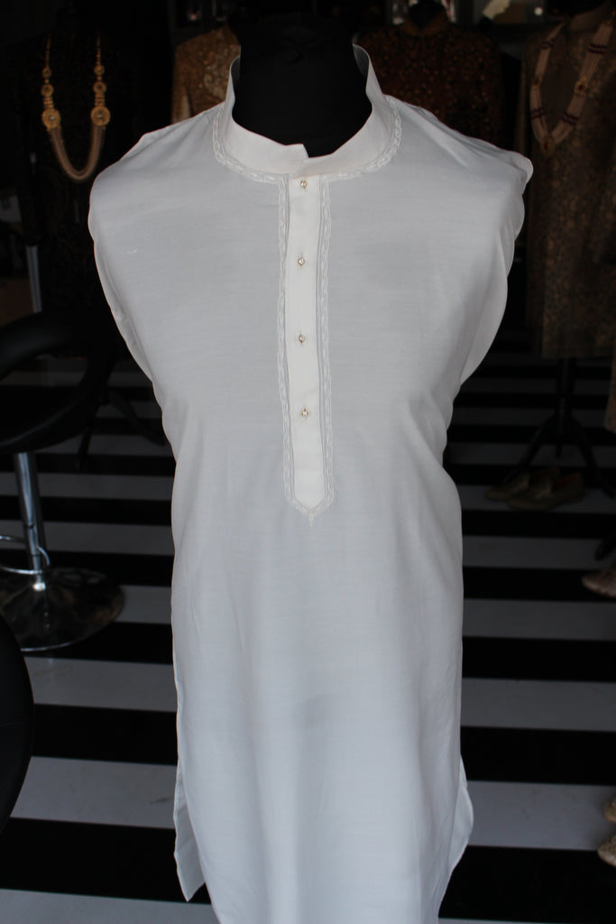 Eid Kurta with Threadwork Detail in Cotton