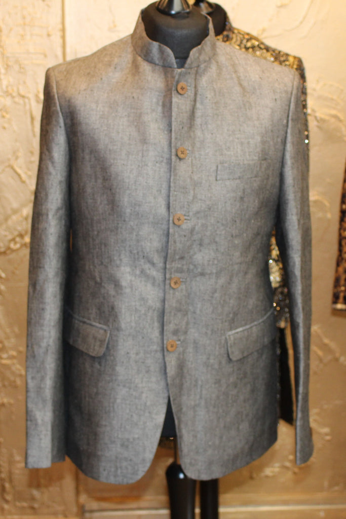 Plain Silver Jodhpuri Jacket