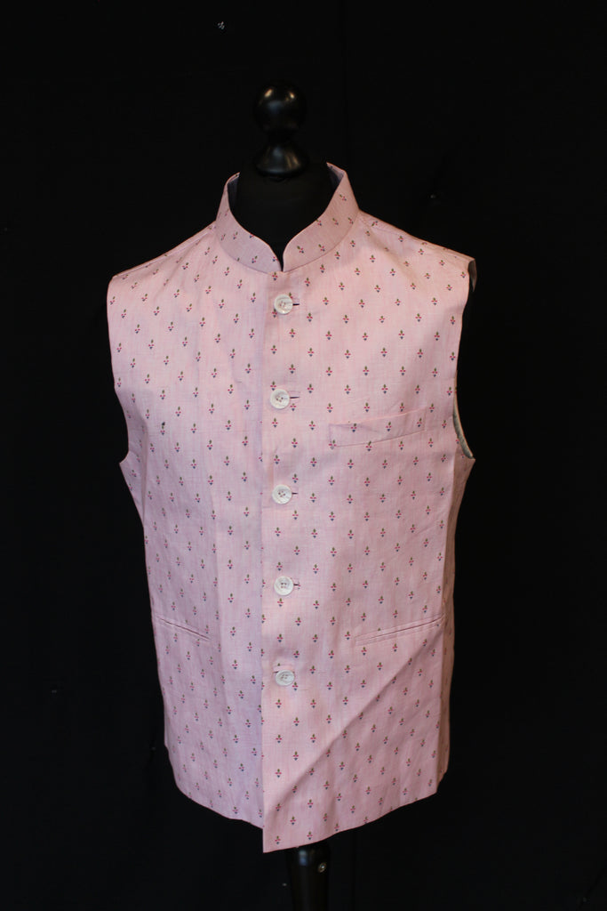 Light Pink Patterned Indian Waistcoat