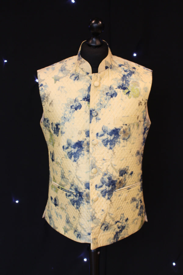 Yellow Quilted Indian Waistcoat with Artistic patterns