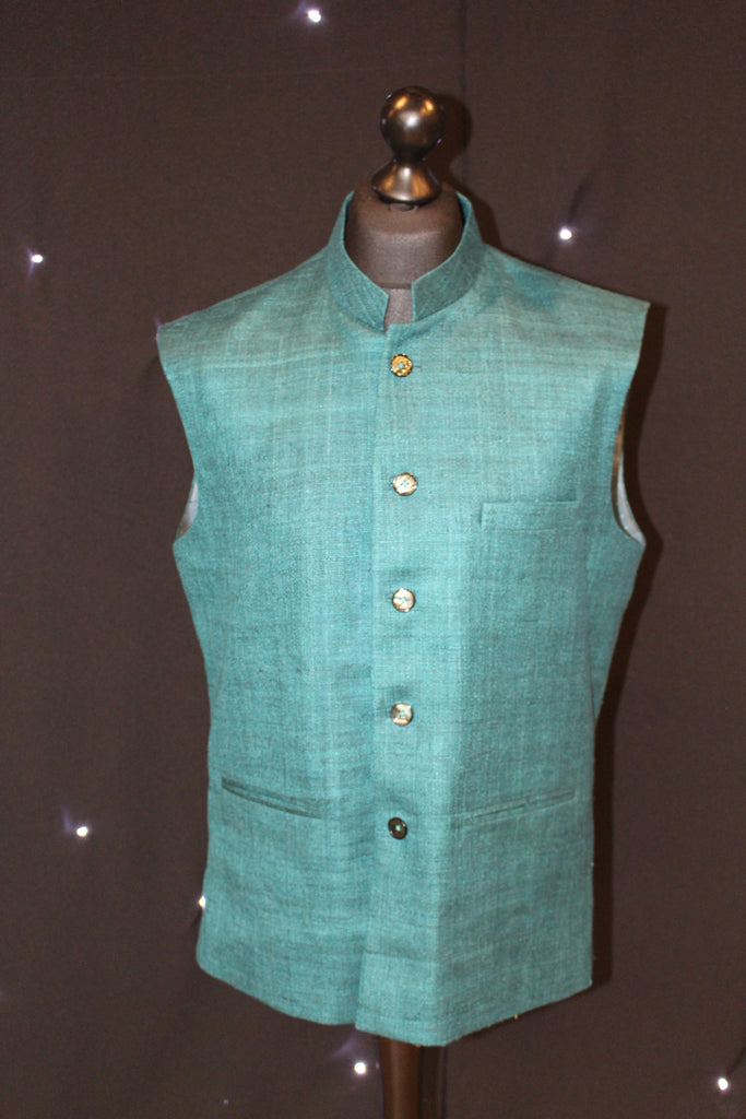 Plain Turquoise Indian Waistcoat