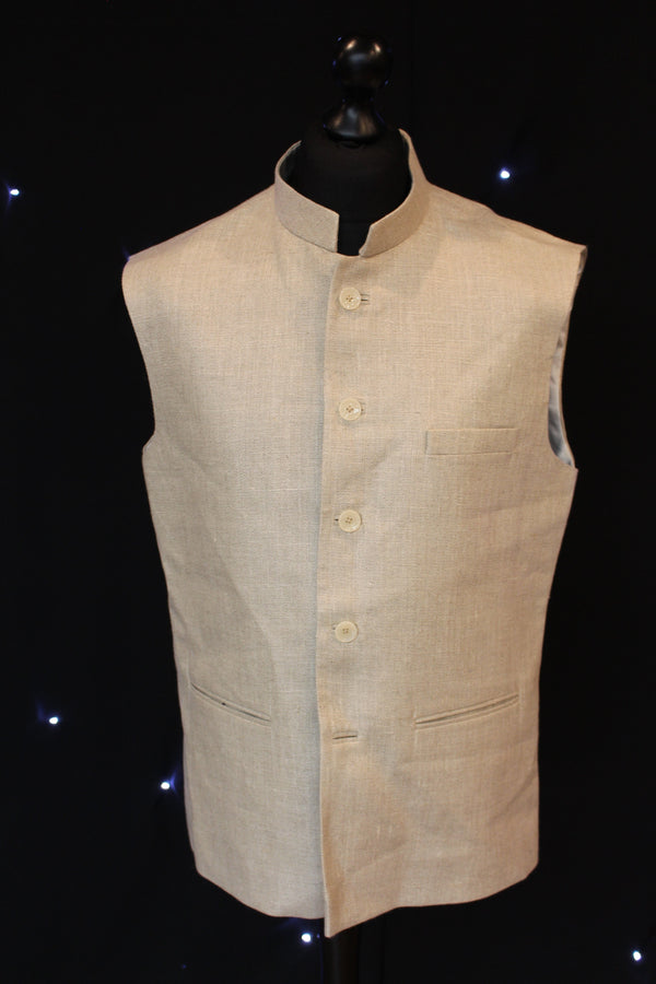 Plain Beige Pakisani Waistcoat