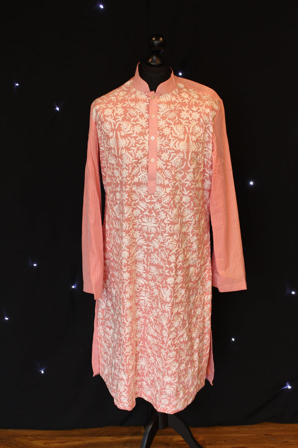 Pink Indian Kurta with Floral Detailing