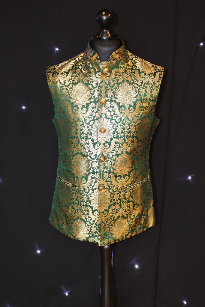 Brocade Indian Gold and Green Waistcoat