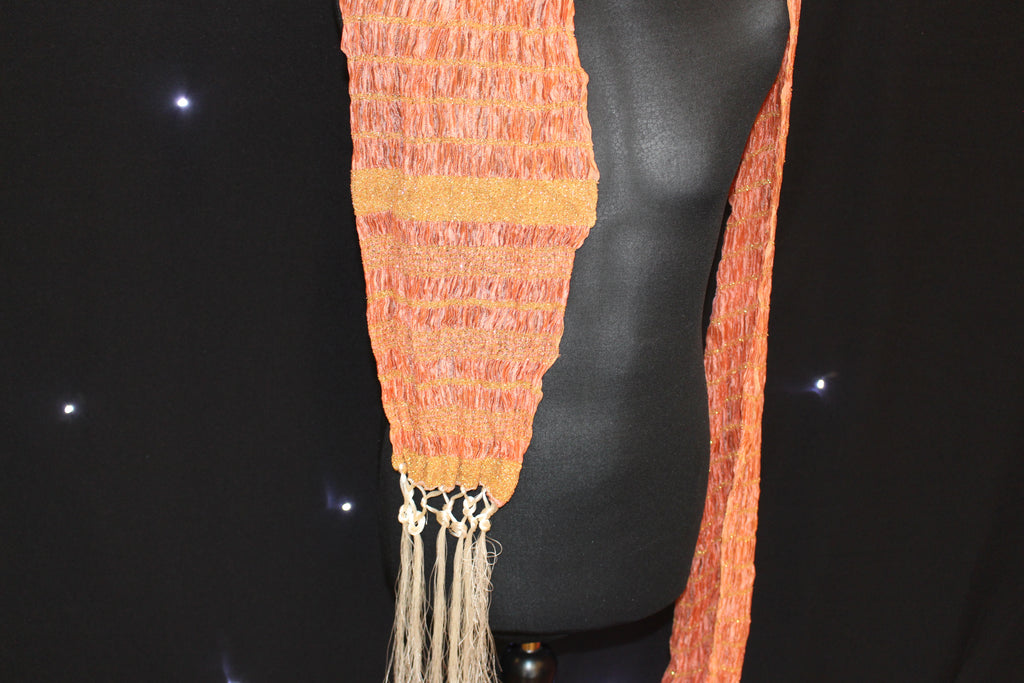 Peach Scarf with Gold Pattern