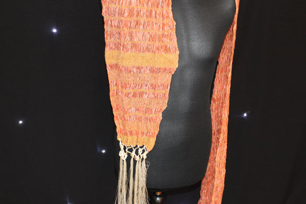 Peach Scarf with Gold Pattern