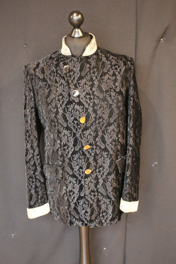 Black Velvet Jodhpuri Jacket with Silver Buttons