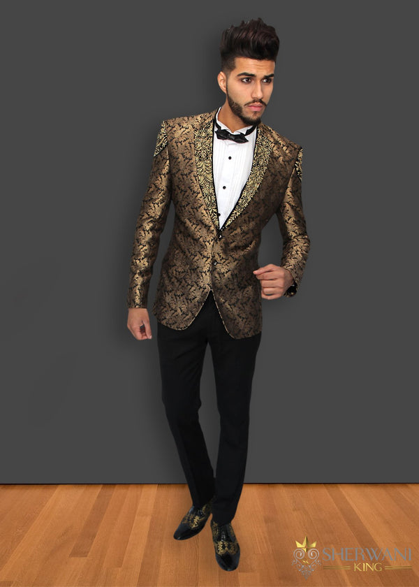 Black and Gold Brocade Embroidered Blazer