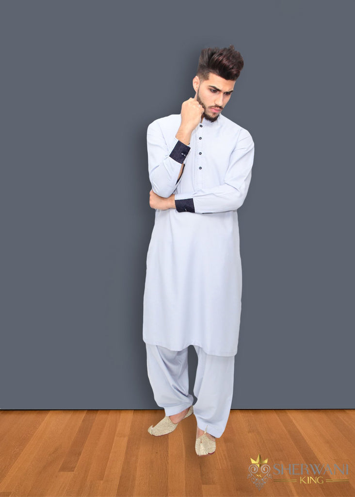 Light Blue Kurta with Button detail Bollywood Indian Suit