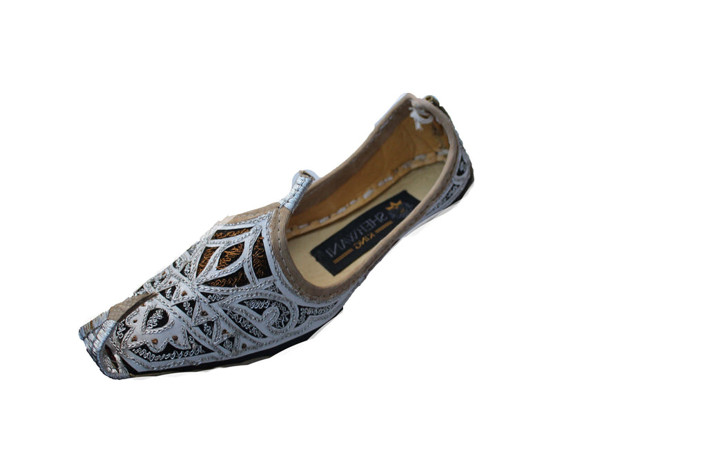 Boys Black and Silver Embroidered Mojari Khussa Shoe - 2
