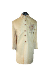 Boys Silk Sherwani in Gold 2