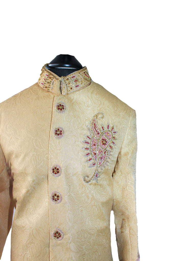 Boys Silk Sherwani in Gold 2