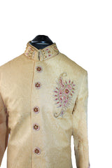 Boys Silk Sherwani in Gold 2