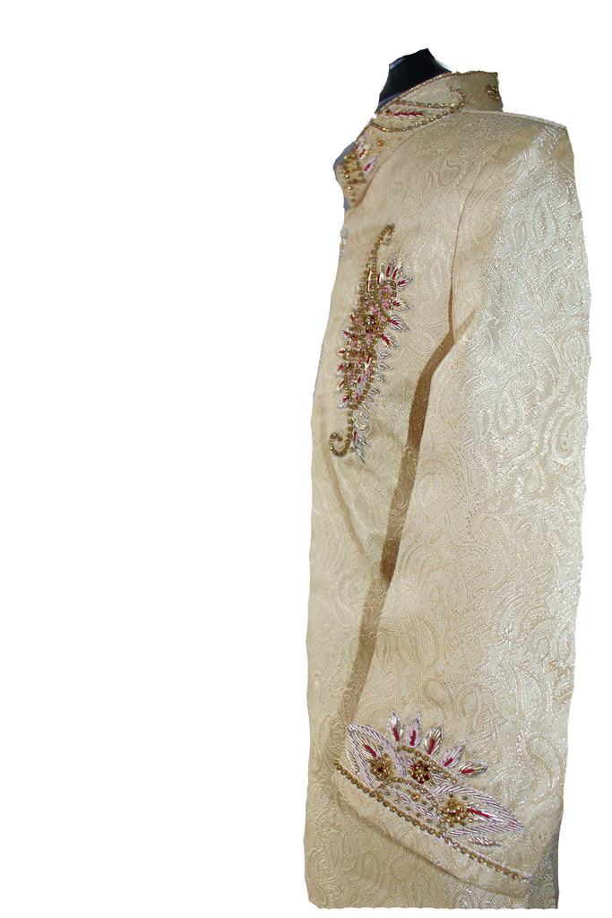 Boys Silk Sherwani in Gold 2