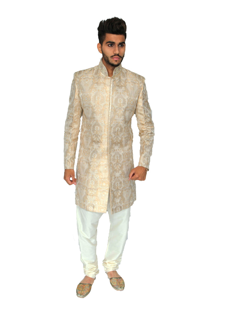 Brocade Ivory & Gold Sherwani