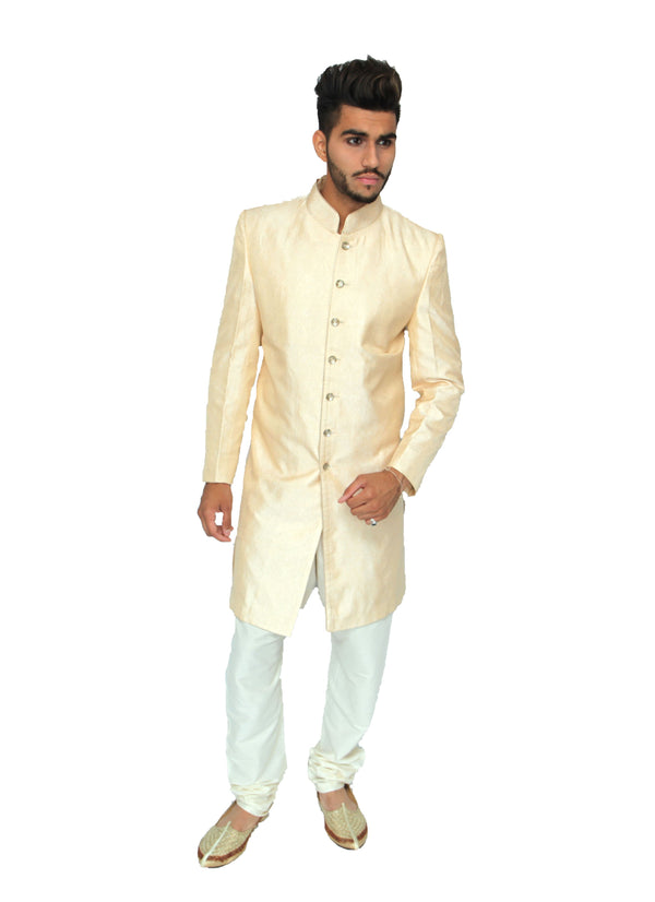 Ultra Gold Indian Sherwani in Brocade Silk