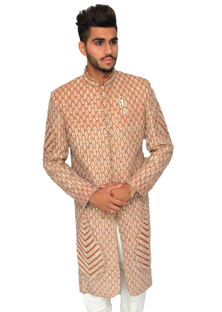 Dark Gold Full Embroidered Sherwani