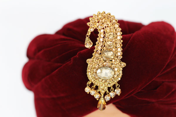 Paisley Gold Turban Broach Kalgi