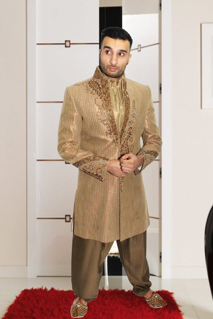 Gold Embroidered Indian Bollywood Sherwani