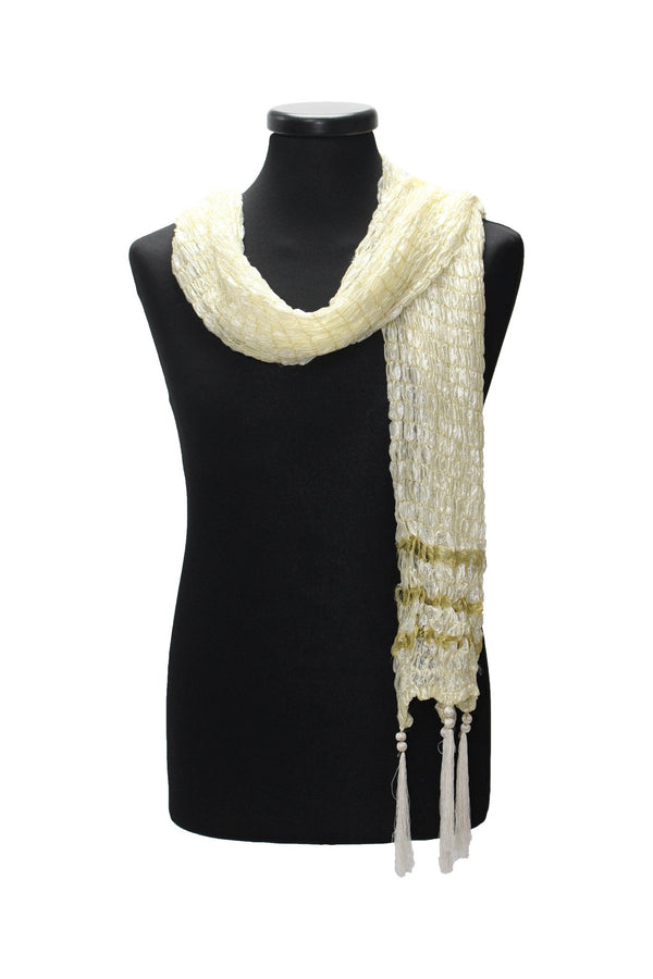 White and Antique Gold Sherwani Scarf 54