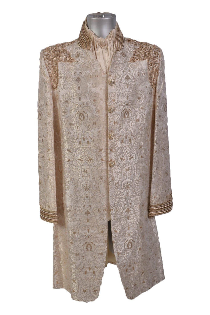 Ivory Sherwani with Zardozi Shoulder Detail
