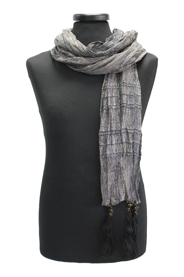 Grey Sherwani Scarf with Silver Threadwork Details