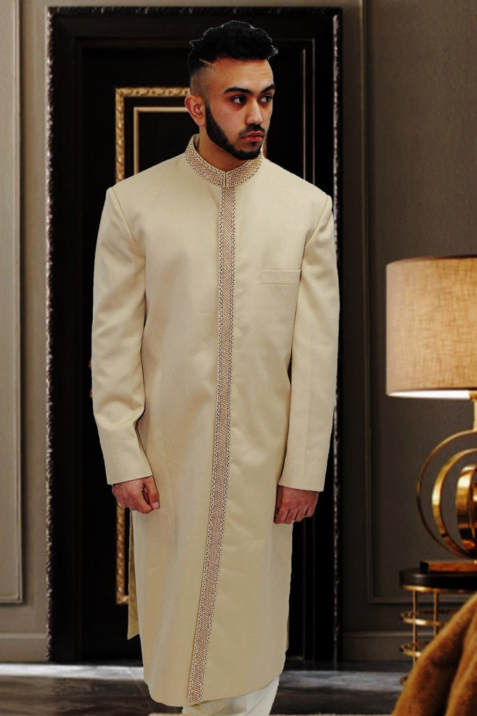 Elegant Beige Sherwani in Silk