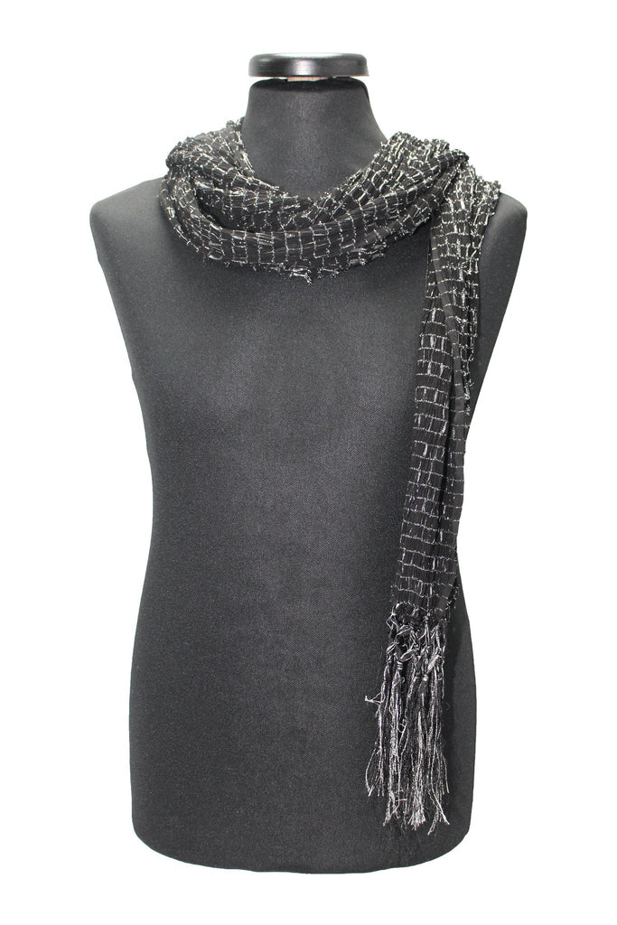 Black Sherwani Scarf with Silver Sparkles 64