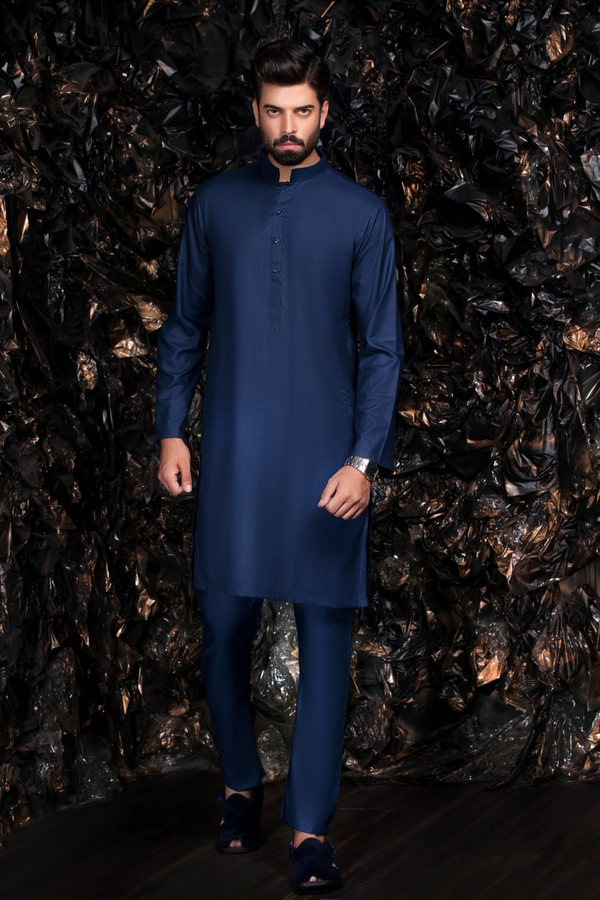 Blue Kurta with Trousers Bollywood Indian - Pakistani Suit