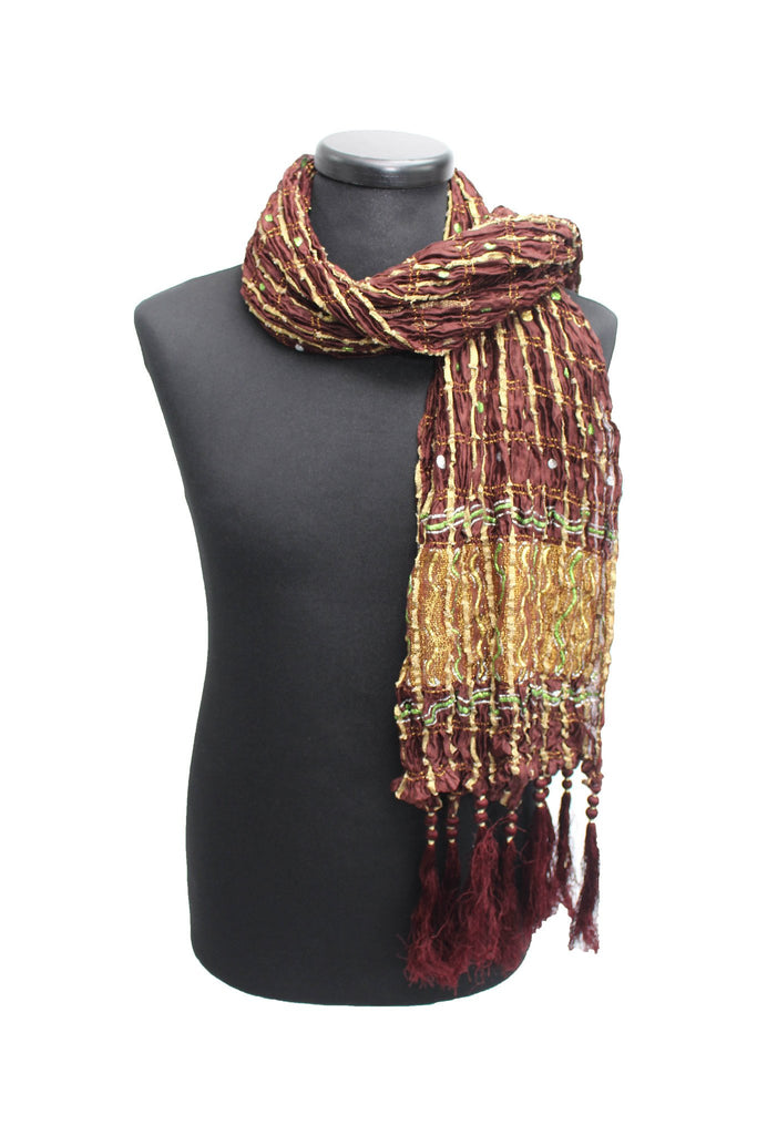 Brown & Green mixed with Gold Sherwani Scarf - Sherwani King -